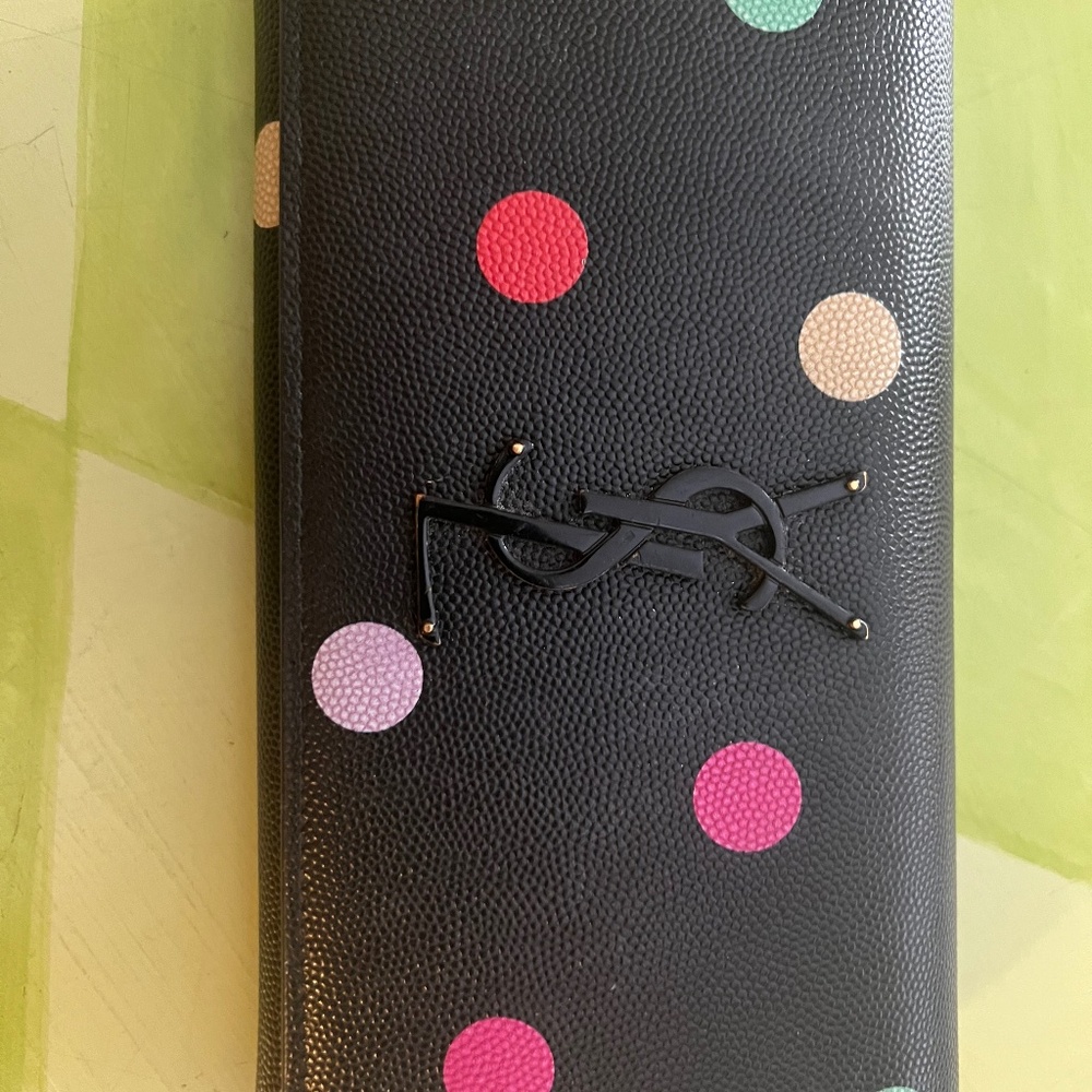 YSL LEATHER WALLET, French purse style.